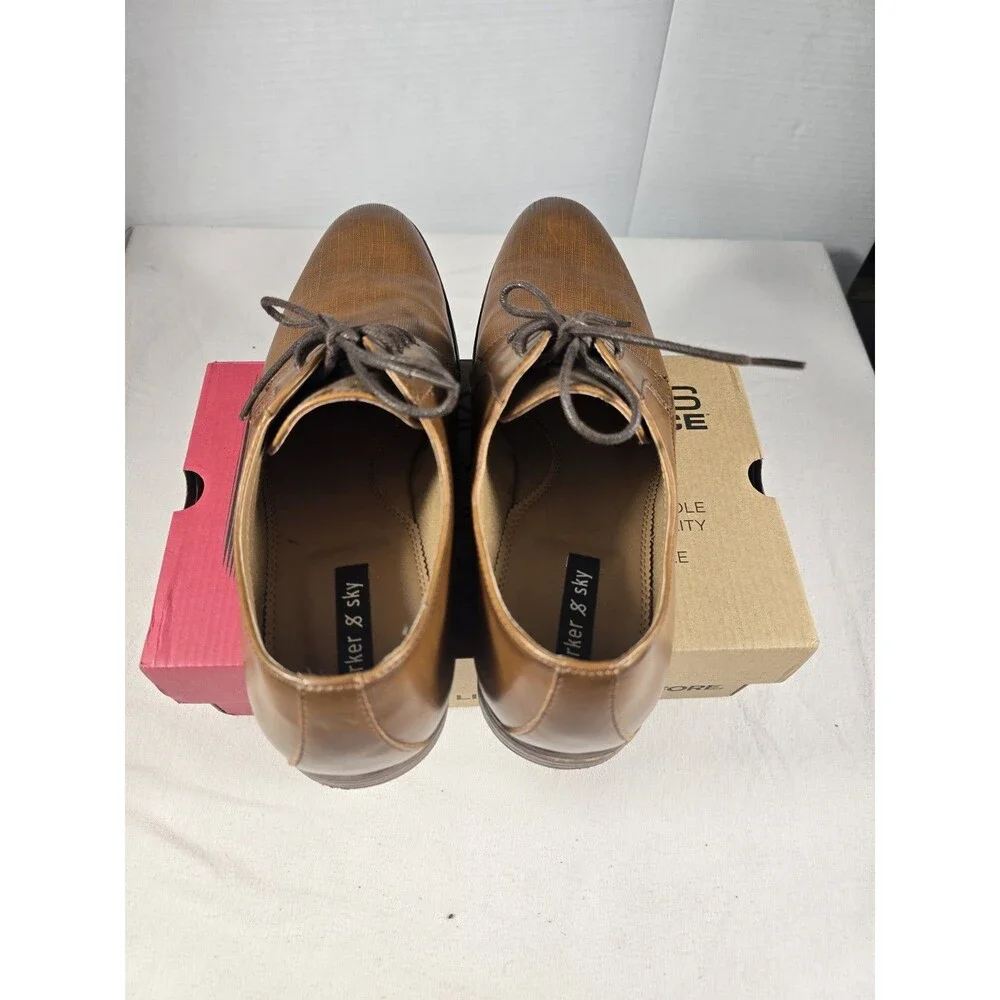 Parker & Sky Brown Leather Oxford Shoes Mens 10.5 Preppy